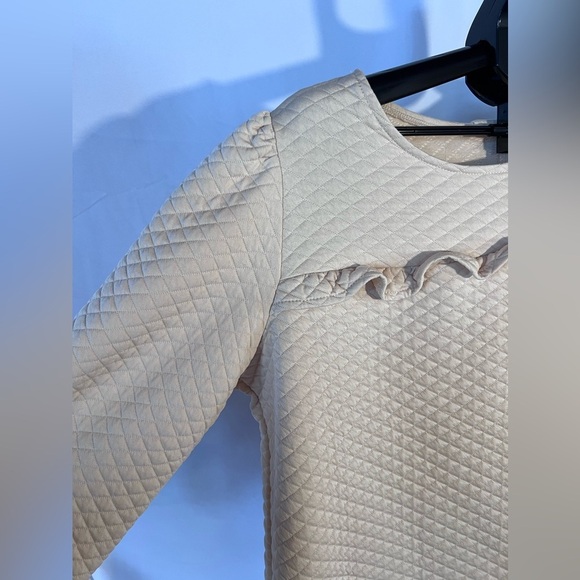 Women's Beige Quilted Top with Ruffle, Size Large - Picture 2 of 5